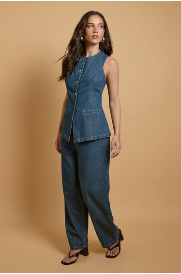 Denim waistcoat top