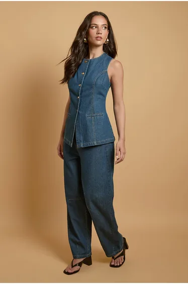 Denim waistcoat top