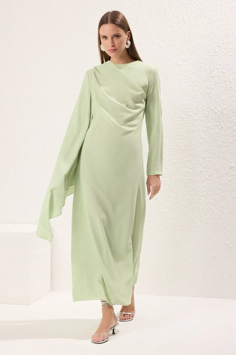 Shop Light Green Shawl Detailed Evening Dress Online in Libya Shop Light Green Shawl Detailed Evening Dress Online in Libya