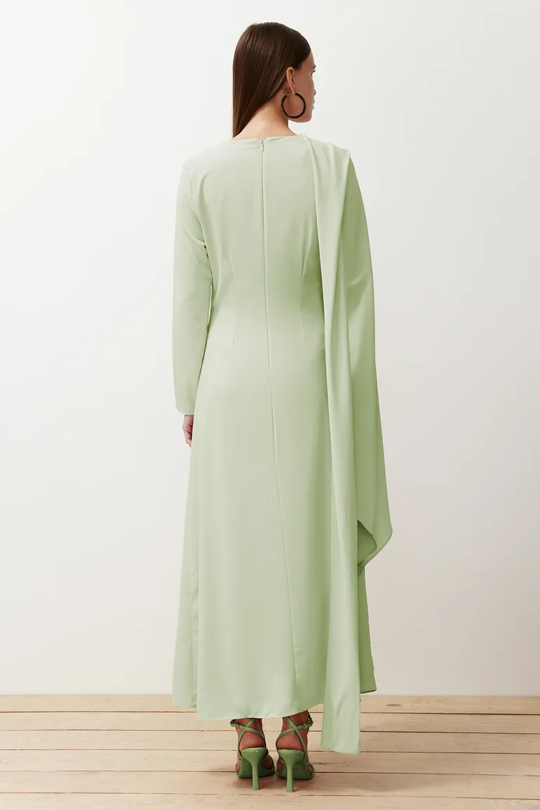 Shop Light Green Shawl Detailed Evening Dress Online in Libya Shop Light Green Shawl Detailed Evening Dress Online in Libya
