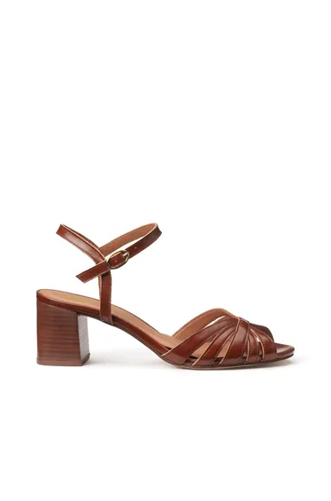 Leather Block Heel Sandals