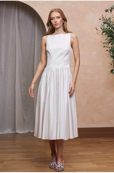 TFNC Leenia White Midi Dress