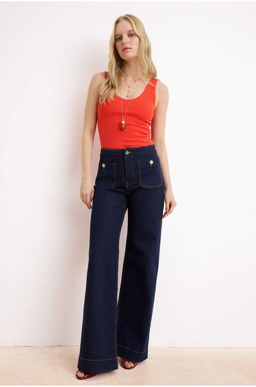 Red Fitted/V-Neck Thick Strap Sleeveless Ribbed Stretchy Knitted Tank Top