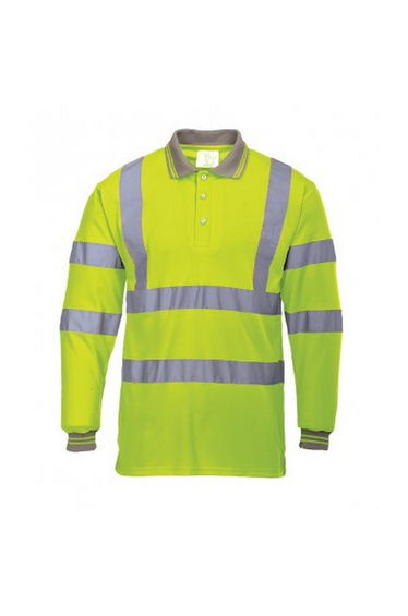 Portwest Mens Hi-Vis Long Sleeve Polo Shirt - Yellow