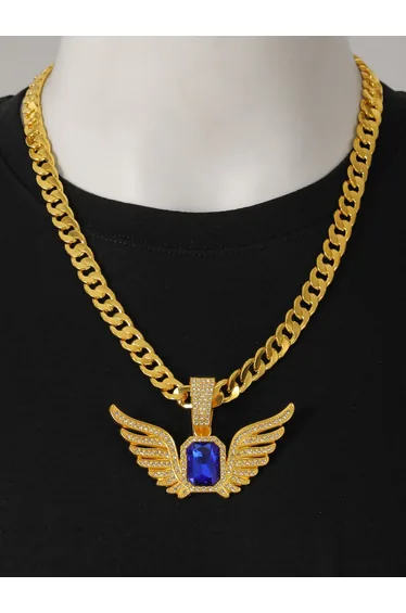 Men Wing Drop Embellished Necklace