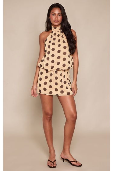 Yellow Polka Dot Flowy Mini Skirt Co-ord