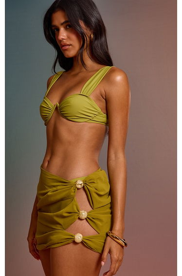Olive Underwired Ruched Bikini Top