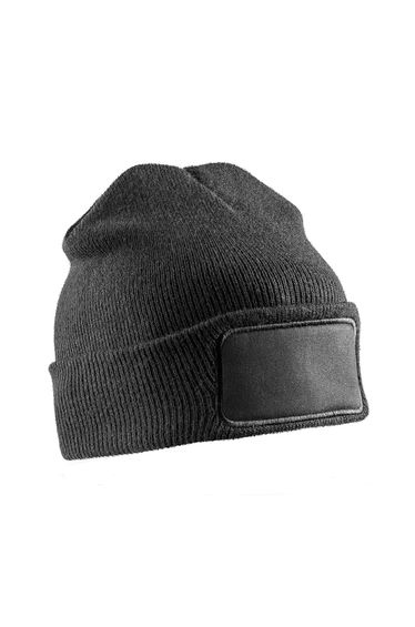Result Genuine Recycled Unisex Adult Double Knit Beanie - Black
