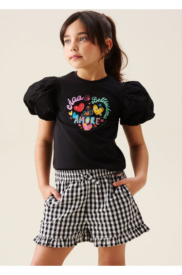 Aida Amore Print Puff Sleeve T Shirt