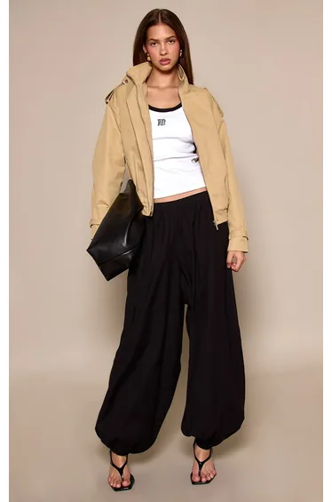 Black Linen Balloon Trousers