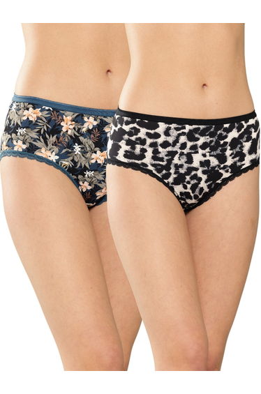 Pack of 2 - Floral and Animal Print Hipster Briefs