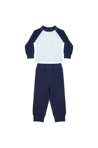 Larkwood Baby Unisex Pyjama Top & Bottoms Set - Navy/White