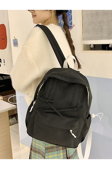 Ribbon Accent Backpack with Contrast Toggle