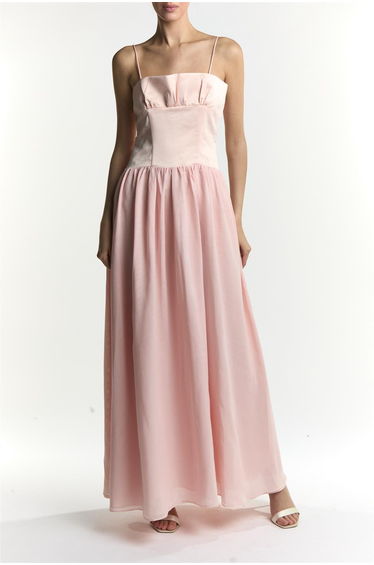 Anya Pale Pink Corset Dropped Waist Maxi Dress