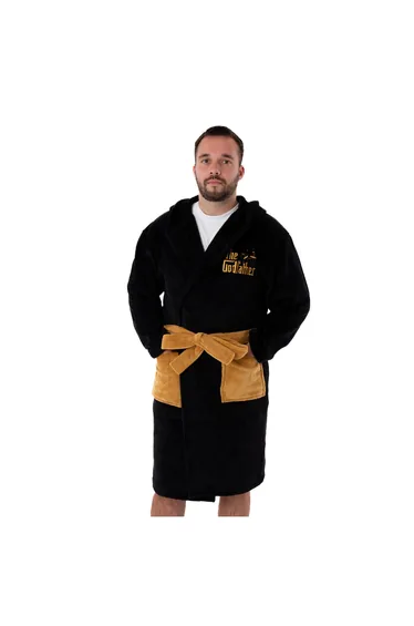The Godfather Mens Hooded Robe - Black/Gold