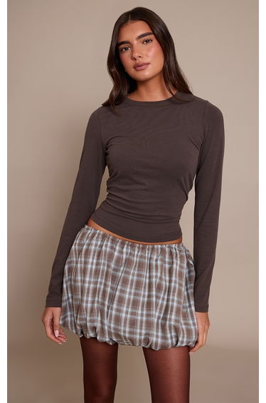 Blue Check Puffball Mini Skirt