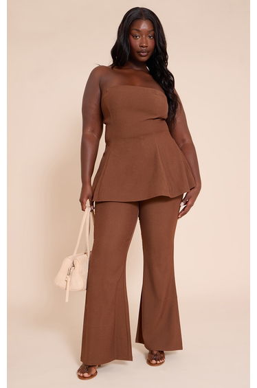 chocolate Woven Tailored Straight Leg Trousers