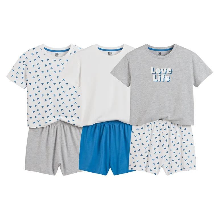 Pack of 3 Short Pyjamas in Cotton