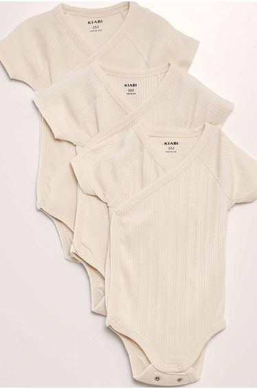 Pack of 3 ribbed bodysuits BEIGE