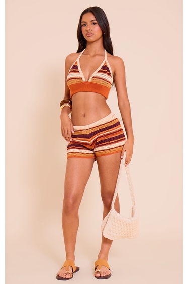 Petite Orange Striped Knit Top