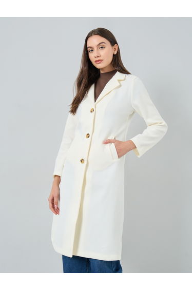 Solid Pocket Detail Wool Like Coat