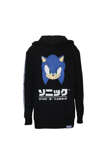 هودي أسود قطن بطبعة