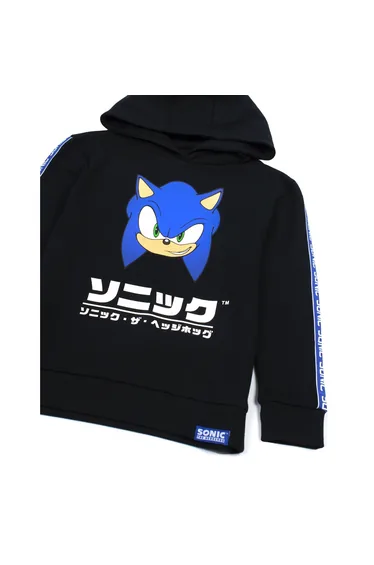 هودي أسود قطن بطبعة