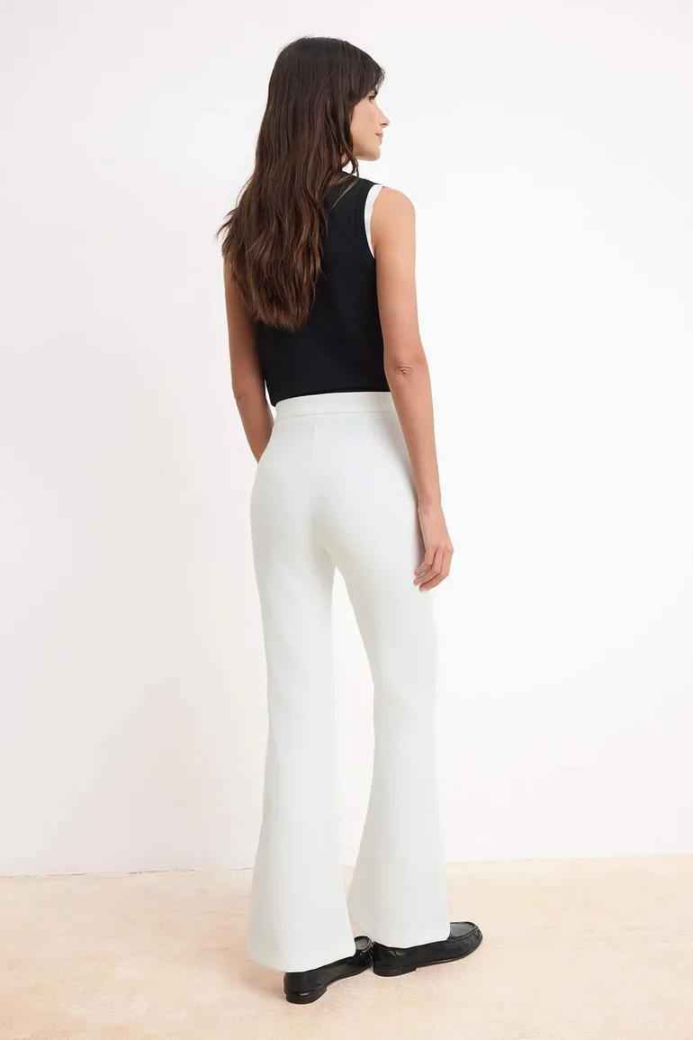 White Flare Flared Bootcut Woven Trousers - 3