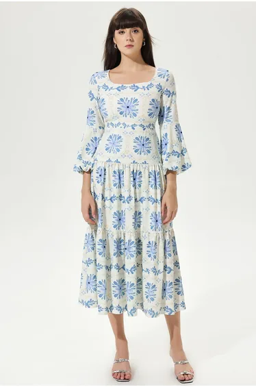Morgane Floral Square Collar Dress
