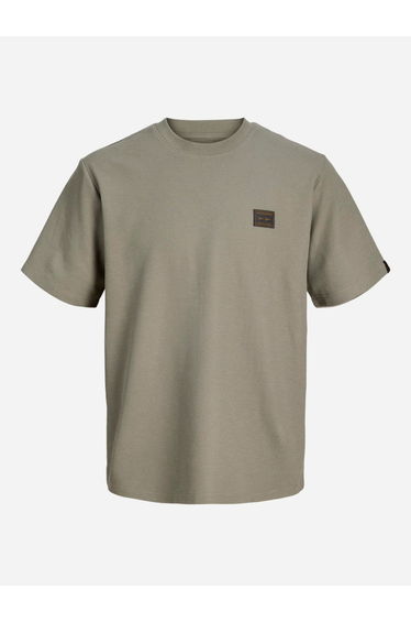 Grey Crew Neck Badge Detail T-Shirt