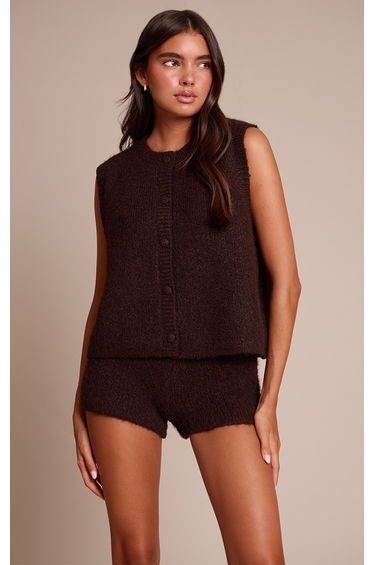 Chocolate Brushed Knit Vest