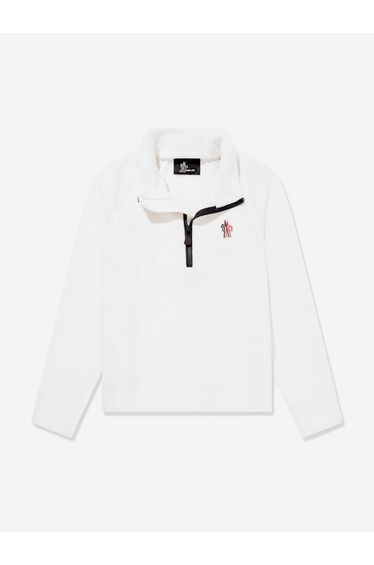 Moncler Enfant Kids Grenoble Half Zip Sweatshirt in White