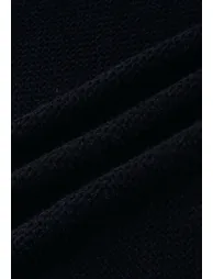 Collared Self-Tie Wrap Waffle Knit Cardigan in Black - 7