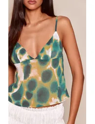 Green Abstract Print Floaty Cami Top - 3