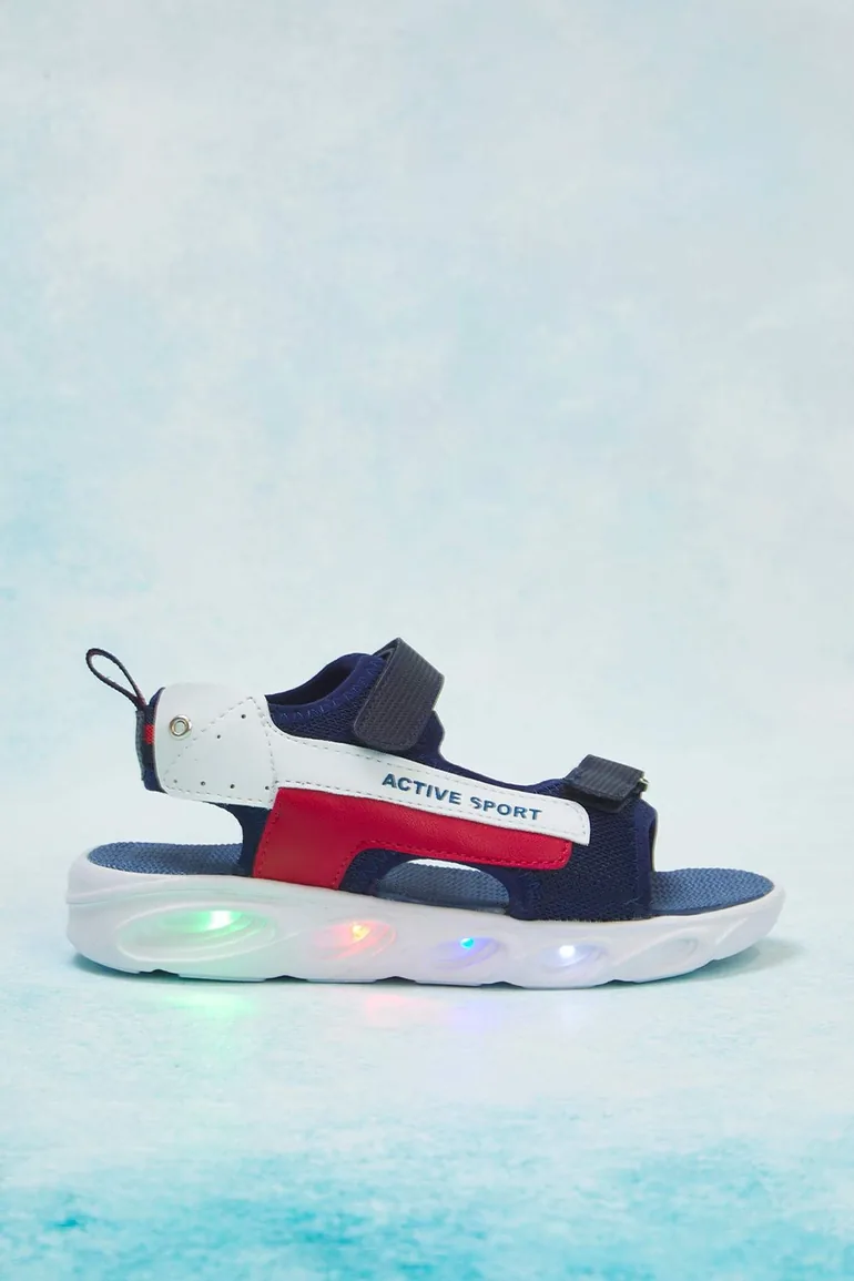 Navy Blue Lighted Little Boy Kids Sports Sandals - 3