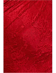 One Shoulder Pleated Bardot Lace Maxi Dress - Red by Goddiva - 3