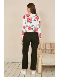 Yumi White Rose Print Cardigan With Tie Front - 3
