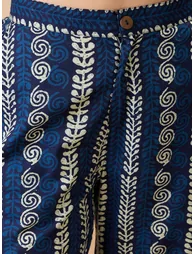 Blue Ethnic Print Crop Shirt and Pants Co-Ords - 4