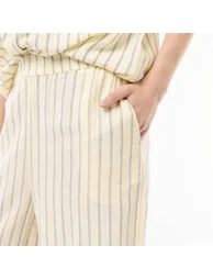 Linen Blend Palazzo Trousers YELLOW - 5