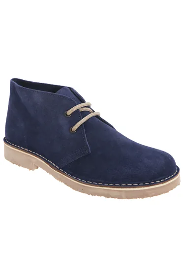 Roamers Womens/Ladies Real Suede Round Toe Unlined Desert Boots - Navy