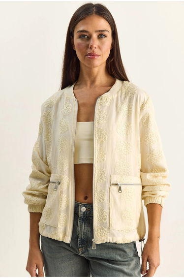 LUCCI Floral Embroidered Bomber Jacket