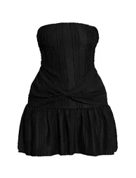 Black Bandeau Twist Mini Shift Dress - 4
