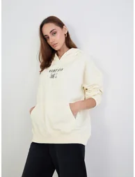 Off White Graphic Print Oversized Hoodie
