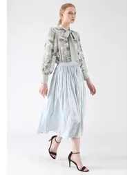 Sleek Beauties Pleated Midi Skirt in Mint - 5