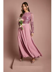 Embellished Long Sleeve Dress