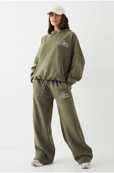DSGN Studio Script Oversized Hoodie - olive
