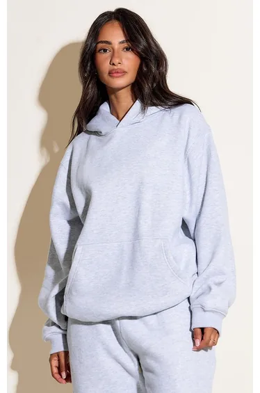 Petite Ash Grey Oversized Pull Over Hoodie