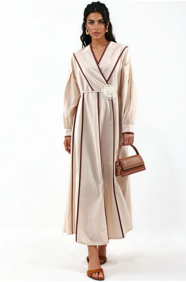 MSN Belted Striped Maxi Dress