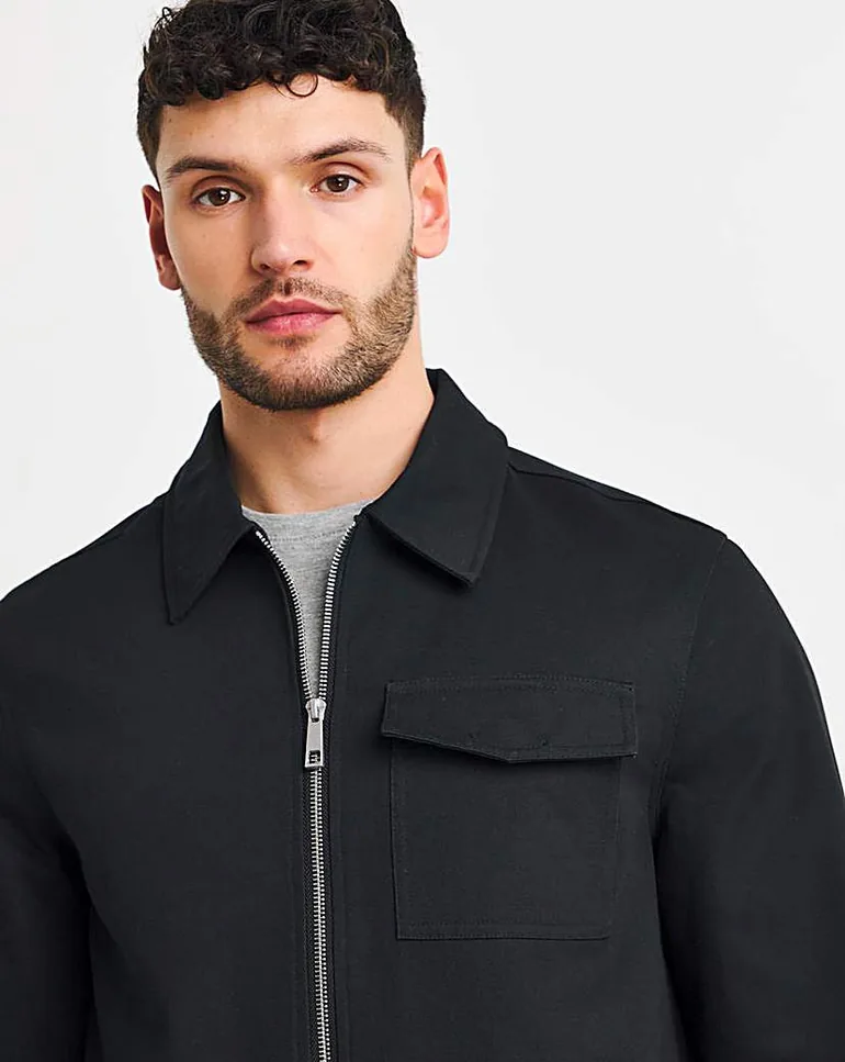 Black Zip Up Smart Harrington Jacket - 2