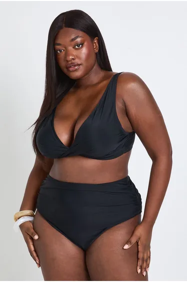 Plus Twist Front Bikini Top - black